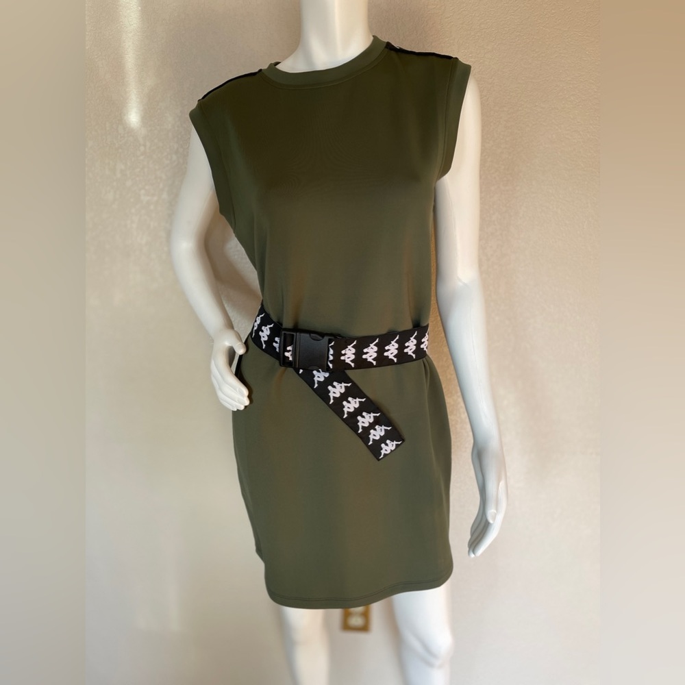 Kappa Women’s Logo Trim Buckled Green Sleeveless Dress Size Large NWOT